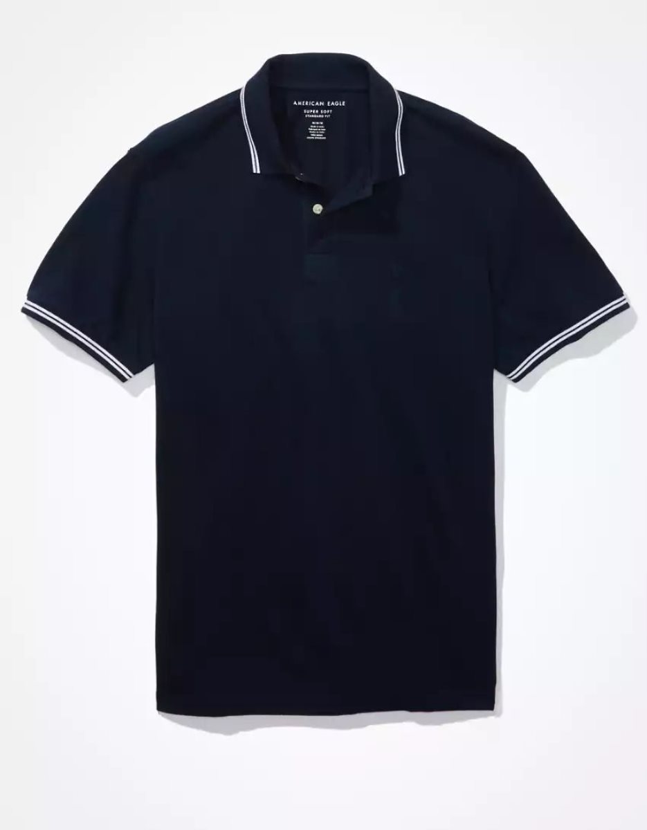 Polos American Eagle AE Super Soft Legend Pique Bleu Marine Homme | ZJP-89699203